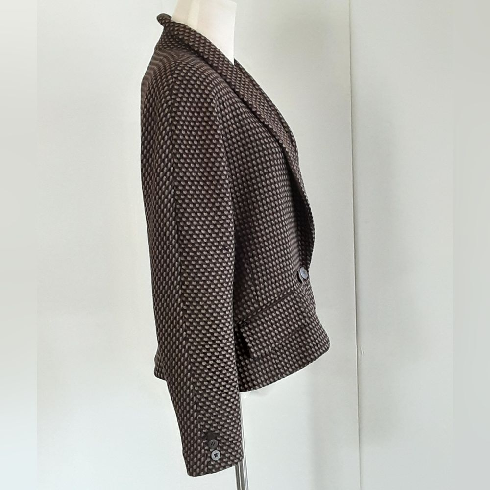 Alex de Bolzan Houndstooth 100% Wool Crop Jacket Sz 10 - Vtg - Picture 2 of 10
